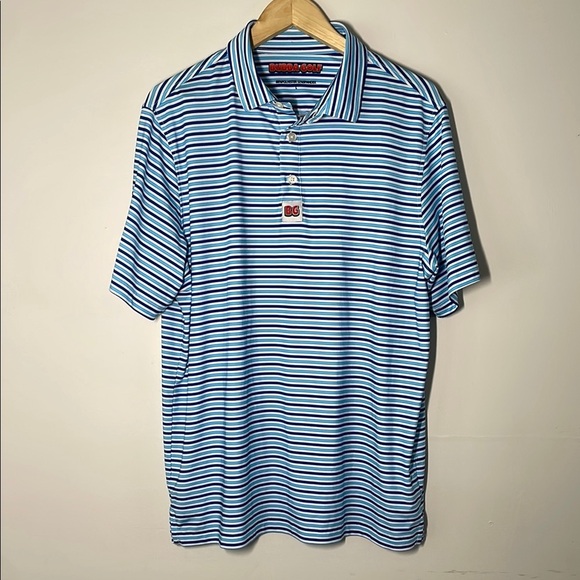 Bubba Golf Men’s Striped Polo Shirt Blue L - Picture 1 of 7